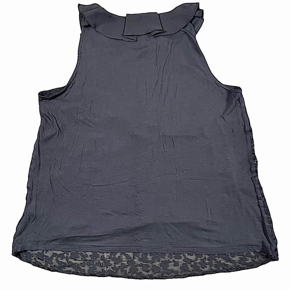 LC Lauren Conrad size small sleeveless top ruffle collar sheer sparkle front EUC - Picture 12 of 16